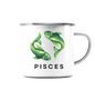 Fische Sternzeichen (Pisces) - Emaille Tasse (Silber)