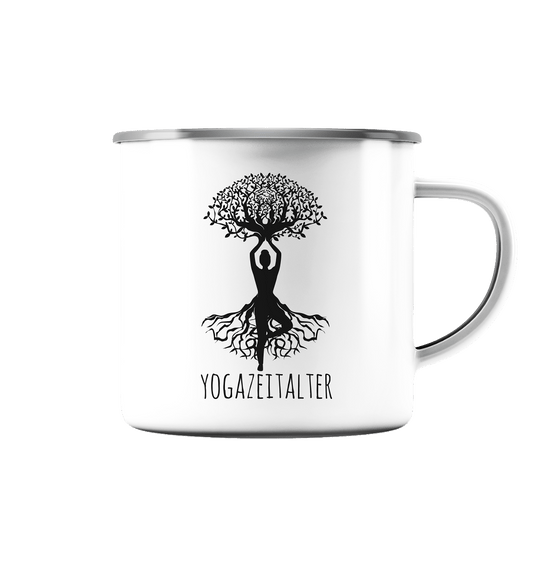 Yogazeitalter - Emaille Tasse (Silber)