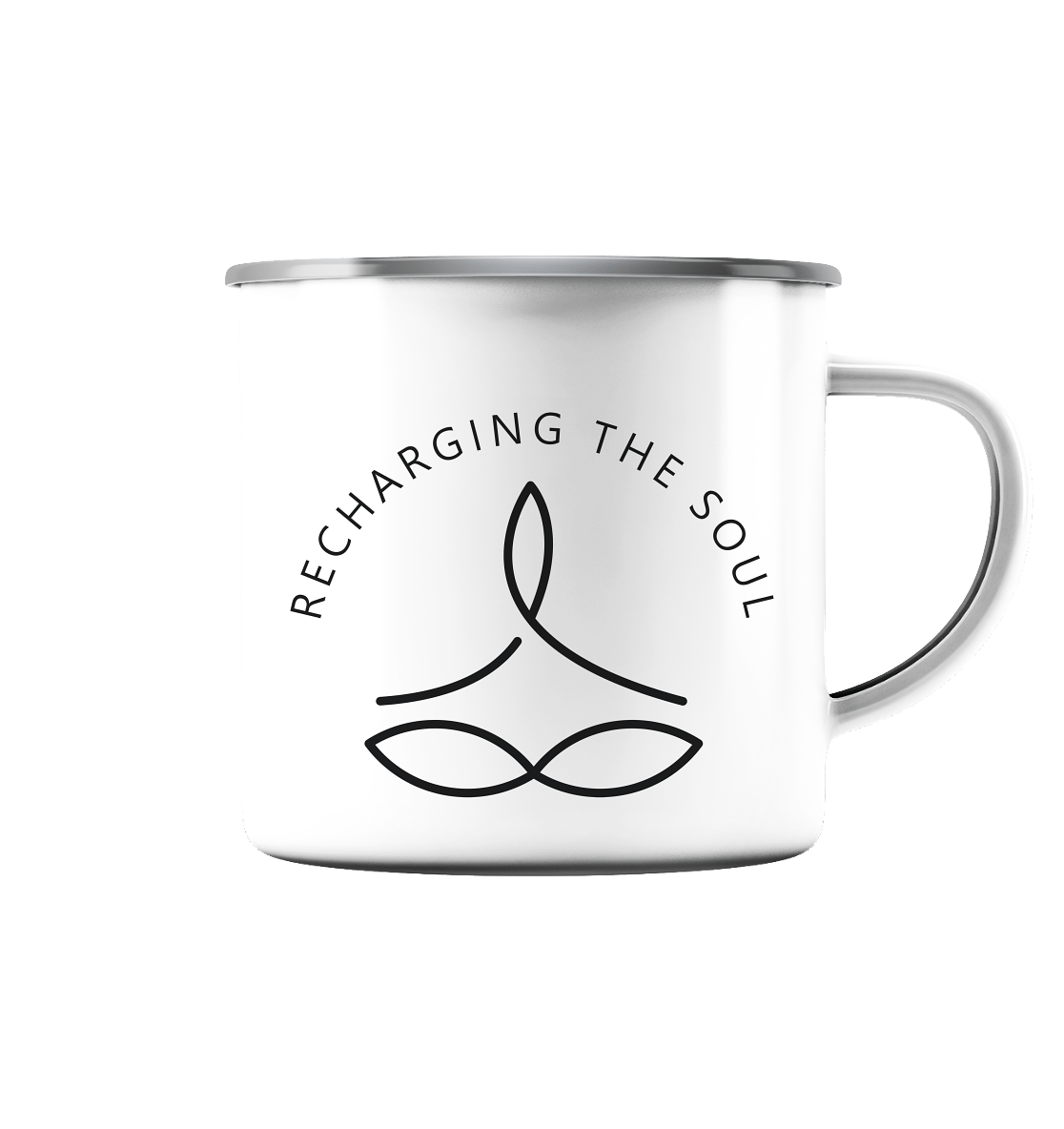 RECHARGING THE SOUL YOGA - AUFLADEN DER SEELE MIT YOGA - Emaille Tasse (Silber)