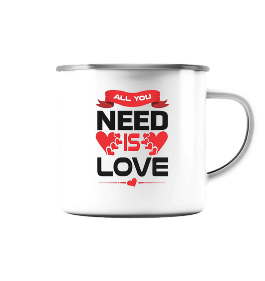 Liebe - Emaille Tasse (Silber)