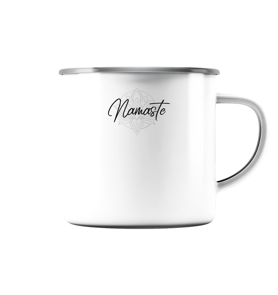 NAMASTE DIE BLUME DES LEBENS! - Emaille Tasse (Silber)