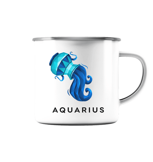 Wassermann Sternzeichen (Aquarius)   - Emaille Tasse (Silber)