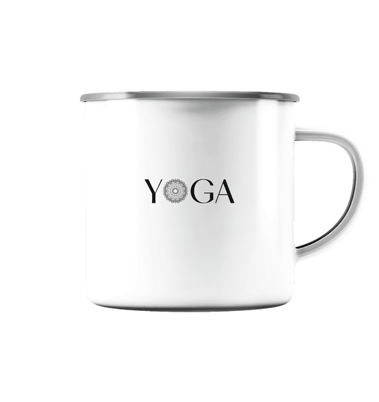 YOGA - DER EINKLANG IN RAUM UND ZEIT - Emaille Tasse (Silber)