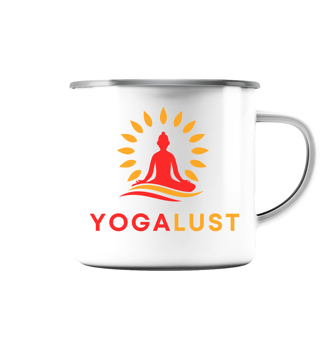 Yogalust - Emaille Tasse (Silber)