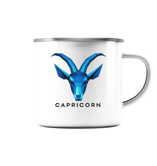 Steinbock Sternzeichen (Capricorn) - Emaille Tasse (Silber)