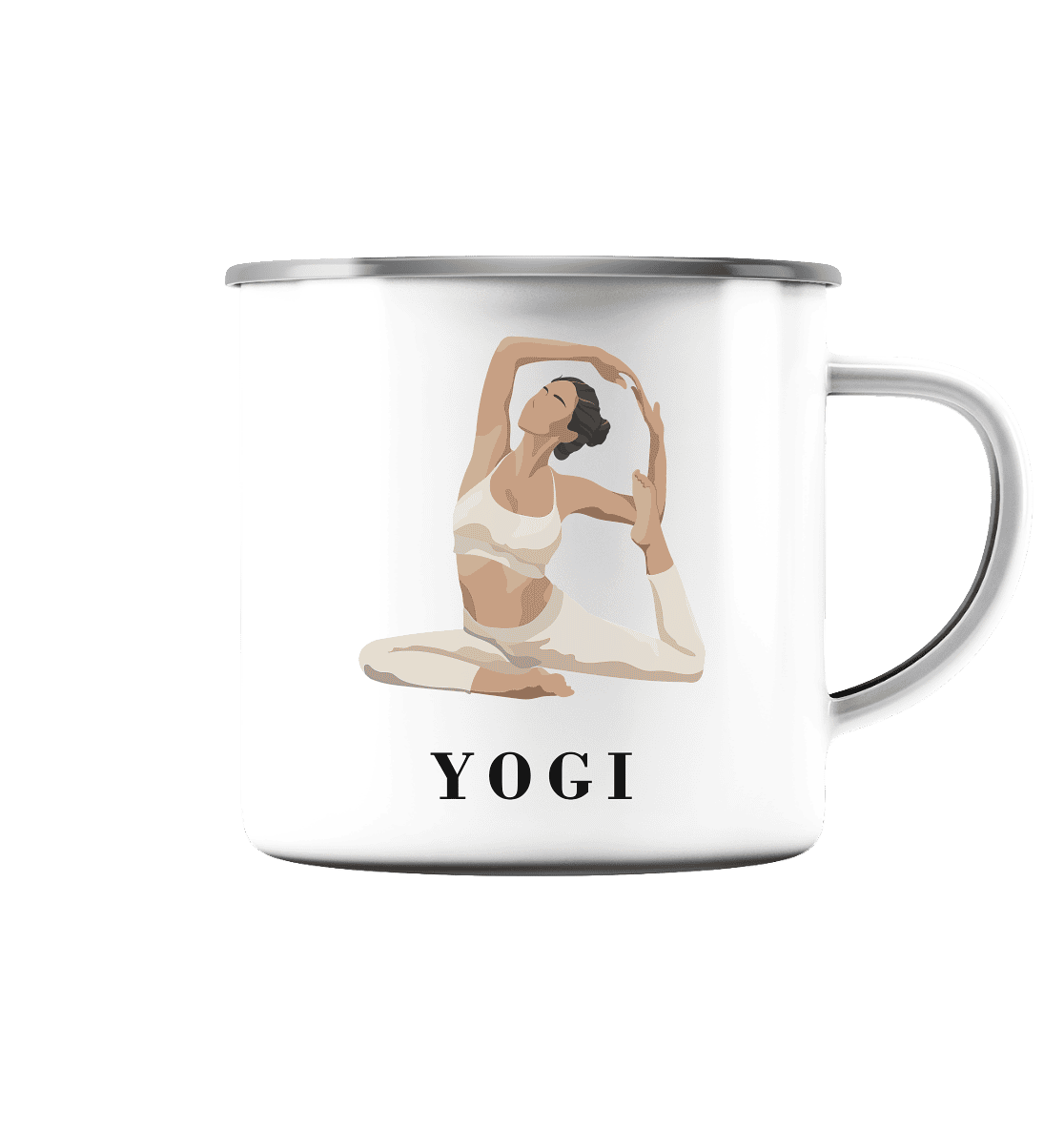 FLEXIBEL SEIN MIT YOGA  - Emaille Tasse (Silber)