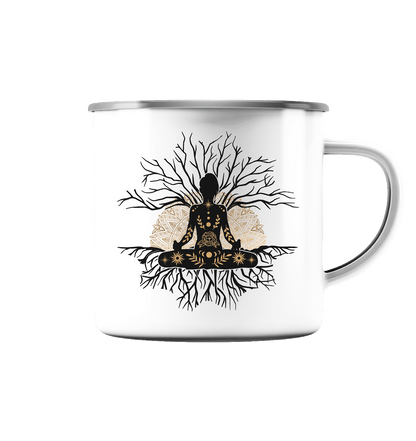 OM - Emaille Tasse (Silber)