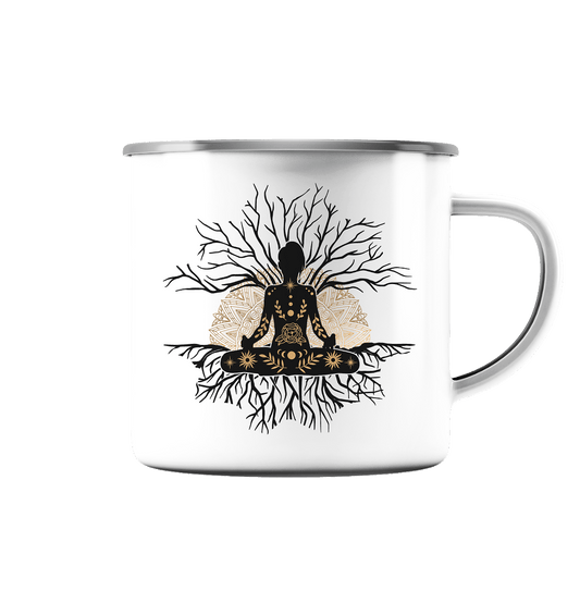 OM - Emaille Tasse (Silber)