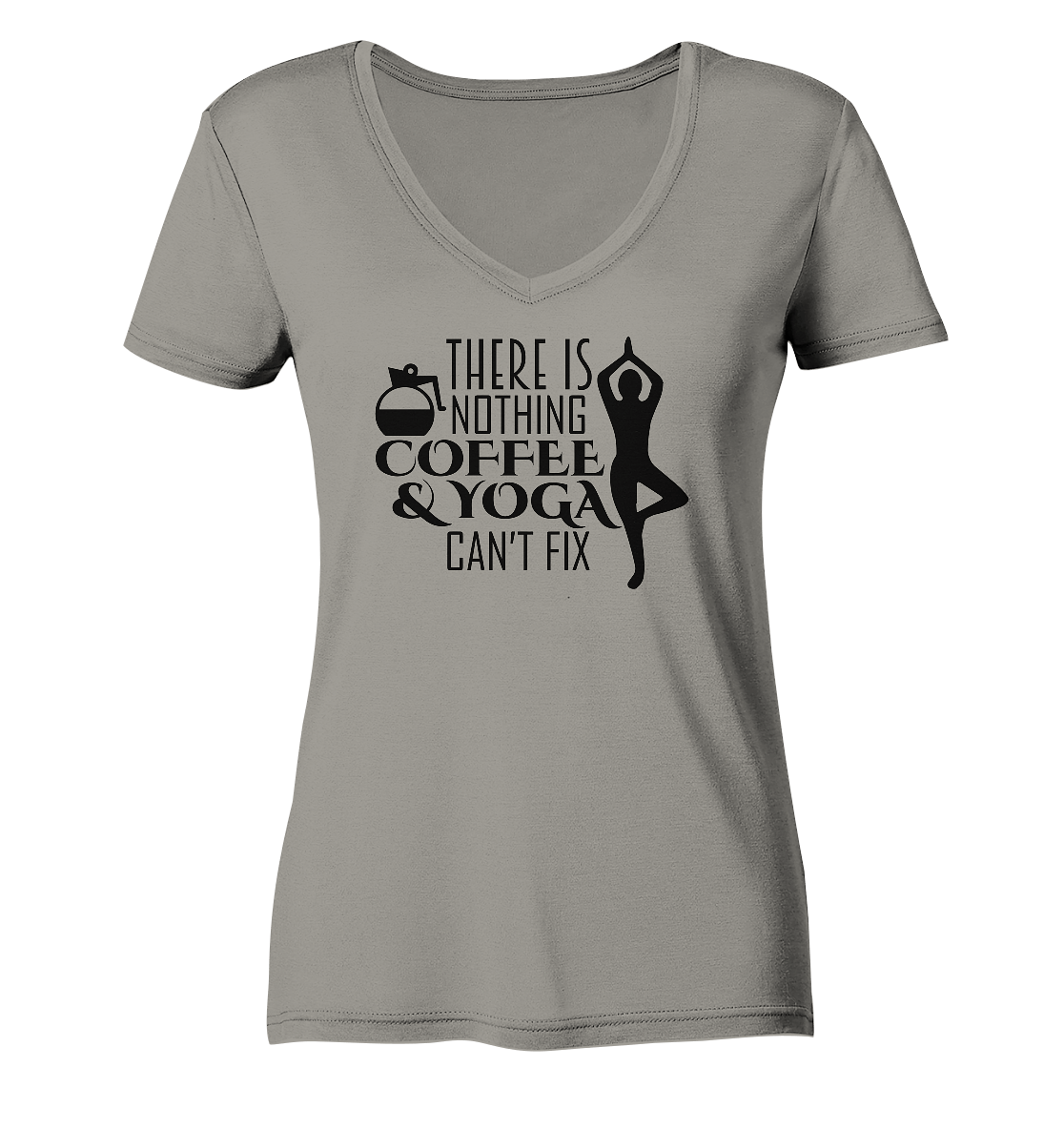 Kaffee & Yoga - Damen V-Neck Shirt Bio