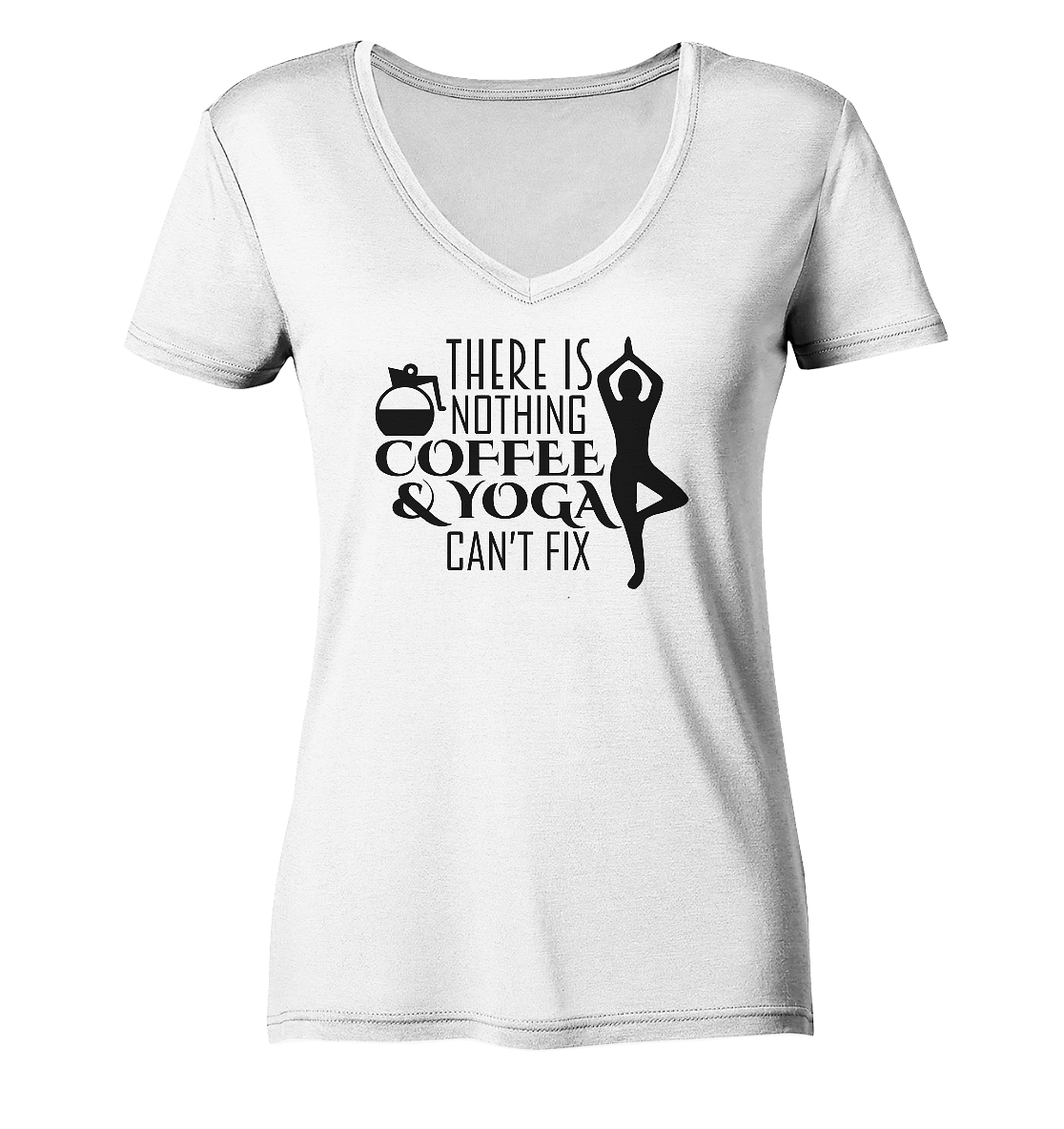 Kaffee & Yoga - Damen V-Neck Shirt Bio