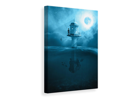 Leinwandbild Angeln vom Leuchtturm