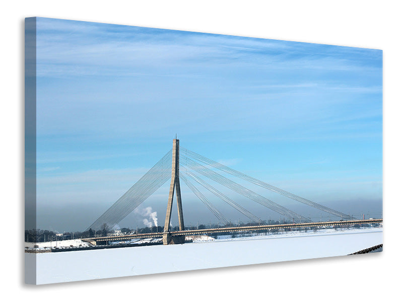 Leinwandbild Brücke im Schnee