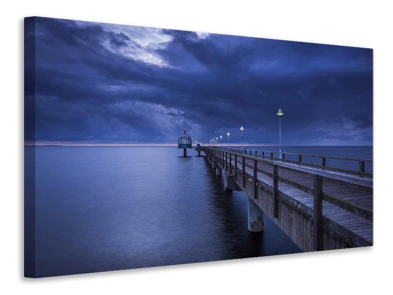 Leinwandbild Seebrücke bei Nacht