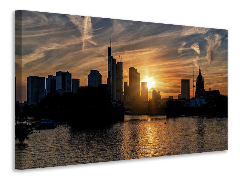 Leinwandbild Sonnenuntergang an der Skyline