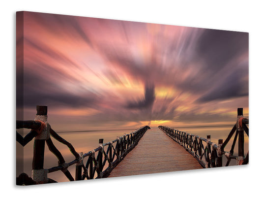 Leinwandbild Spektakulärer Sonnenuntergang auf der Brücke