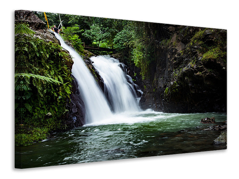 Leinwandbild Wasserfall im Abendlicht