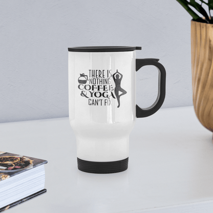 Kaffee & Yoga Travel Mug - weiß