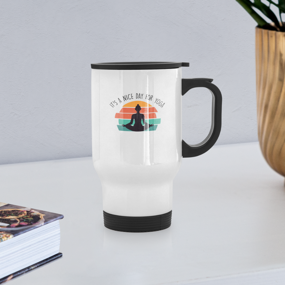Jeden Tag Yoga - Thermobecher - weiß